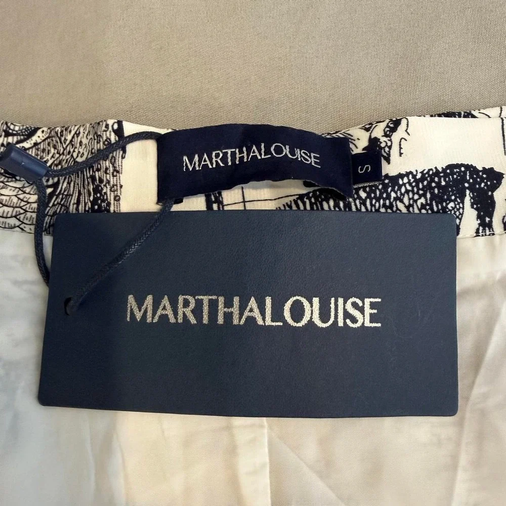MarthaLouise Women Black White Fish Toile Print Asymmetrical High Low Skirt S